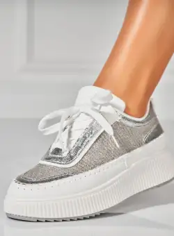 Adidasi Dama Argintii din Textil Jakel
