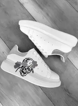 Adidasi dama casual alb cu mov FCL705