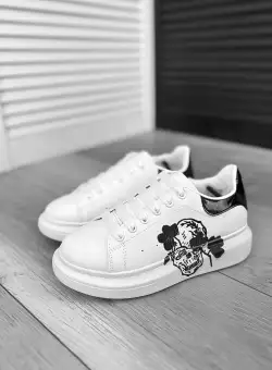 Adidasi dama casual alb cu negru FCL705