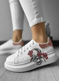 Adidasi dama casual alb cu roz FCL705