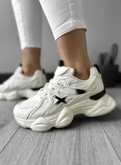 Adidasi dama casual albi cu negru 226