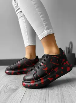 Adidasi dama casual negri cu rosu 557716