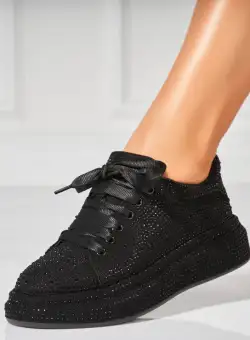 Adidasi Dama Negri din Piele Ecologica Intoarsa Elver