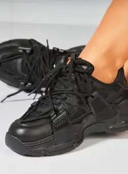 Adidasi Dama Negri din Piele Ecologica Yanky