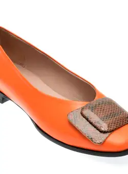 Balerini casual EPICA portocalii, 1226, din piele naturala