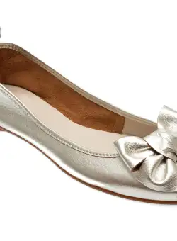 Balerini casual GRYXX argintii, 2011, din piele naturala