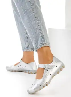 Balerini piele argintii Flary