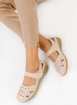 Balerini piele naturala Basky roz