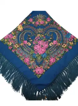 Batic etno mare albastru Bujori