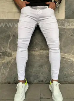 Blugi barbati conici albi B3339 H5