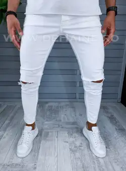 Blugi barbati conici albi PREMIUM B2115 H1