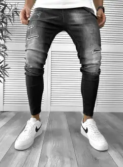 Blugi barbati conici negri + lant cadou 5798 F3-4