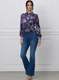 Blugi Jasmin albastri evazati