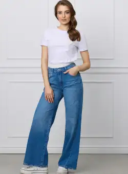 Blugi Marina albastri cu talie dubla cu elastic