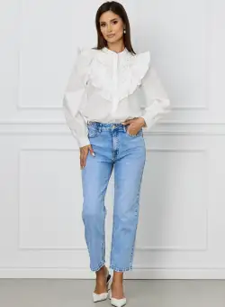 Blugi mom-fit albastru deschis