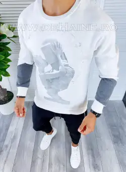 Bluza barbati alba vatuita slim fit K411 i12-4*