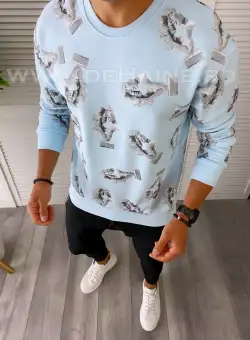 Bluza barbati cu imprimeu blue K410 112-2