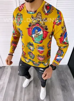 Bluza barbati mustar slim fit din silon B7661 i16-3.2