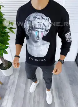 Bluza barbati neagra slim fit K404 V