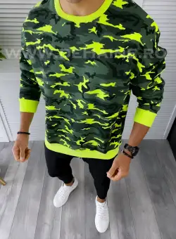 Bluza barbati oversize camuflaj verde K347 D9-4