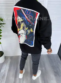 Bluza barbati oversize neagra cu imprimeu pe spate K298 i4-1