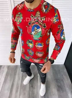 Bluza barbati rosie slim fit din silon B7661 i16-3.1