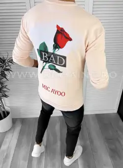 Bluza barbati roz pudra cu imprimeu pe spate K141 17-3.2