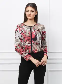 Bluza Crina gri cu imprimeu rosu