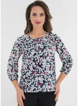 Bluza cu desen floral multicolor