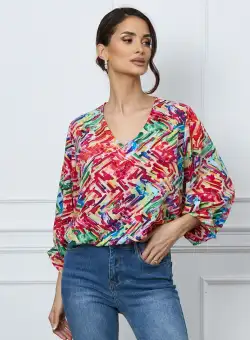 Bluza Dima multicolora cu imprimeu zig-zag