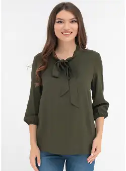 Bluza kaki cu fundita si maneci 3/4