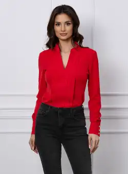 Bluza MBG rosie cu pliuri pe bust