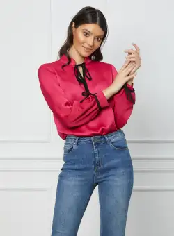 Bluza Moze fucsia cu snur negru