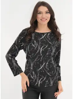 Bluza neagra din jerse cu print abstract gri