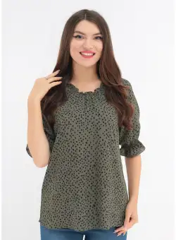 Bluza olive cu buline mici negre