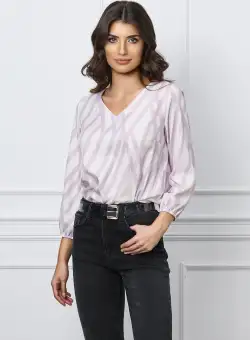 Bluza Simona alba cu dungi lila