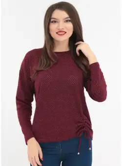 Bluza tricotata visinie cu fir metalic argintiu