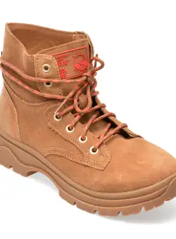 Bocanci SKECHERS maro, BOBS BROADIES, din piele intoarsa