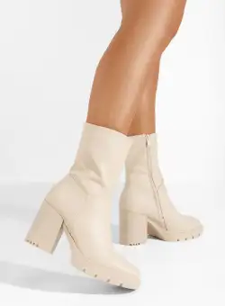 Botine cu toc Asinora bej