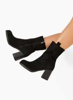 Botine cu toc gros Ekora negre