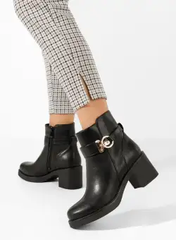 Botine cu toc gros Enigma negre