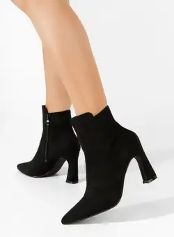 Botine cu toc gros Evania negre