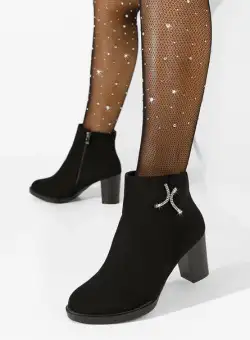 Botine cu toc gros Kezia negre