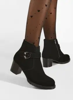 Botine cu toc gros negre Araxa