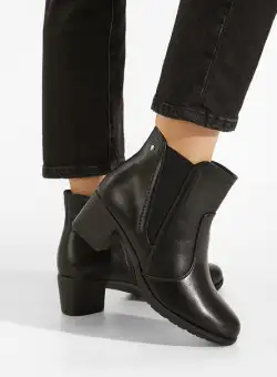 Botine cu toc gros negre Verona