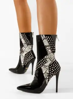 Botine cu toc subtire Indiana negre