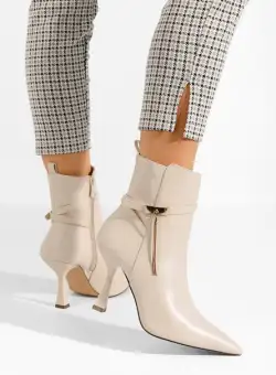 Botine cu toc subtire Lorena bej