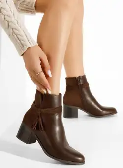 Botine dama cu toc Herrera maro