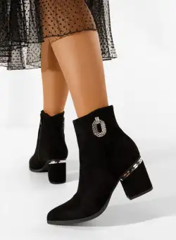 Botine dama cu toc Hoja negre