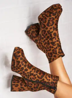 Botine dama Imblanite Animal Print din Piele Ecologica Intoarsa Nevelle